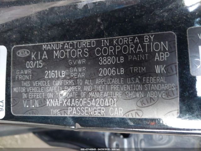 KNAFX4A60F5420401 KIA dohc mpi nu
