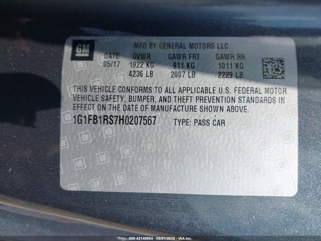 1G1FB1RS7H0207567 Chevrolet lgx - di: direct injection, vvt: variable valve timing, alum, gen 2