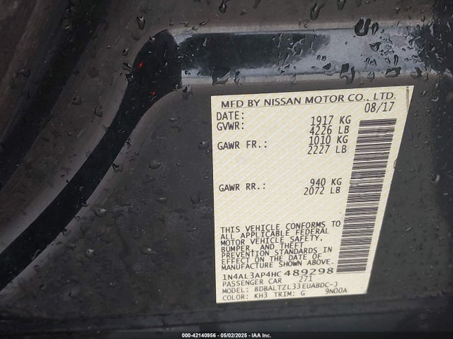 1N4AL3AP4HC489298 Nissan Altima 2.5 Sl