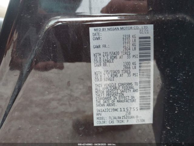5N1AZ2CJ9MC115755 Nissan 2021