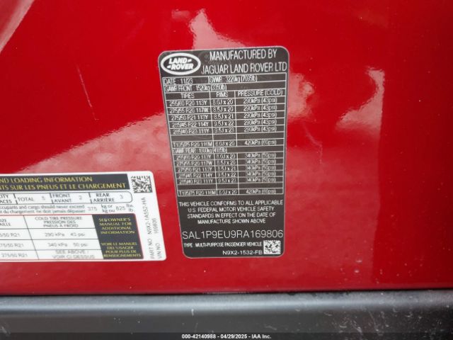 SAL1P9EU9RA169806 Land Rover aj20p6