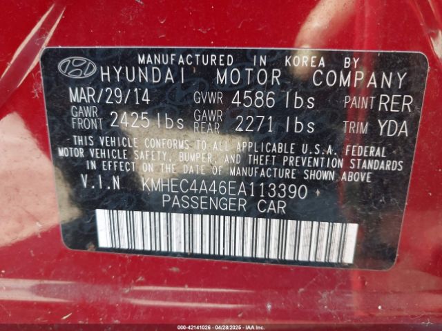 KMHEC4A46EA113390 Hyundai SONATA HYBRID