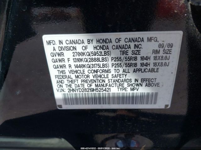 2009 ACURA MDX 2HNYD28219H525421 Photo 8