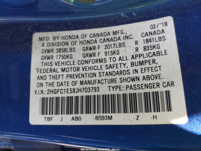 2HGFC1E5XJH703793 Honda CIVIC SI