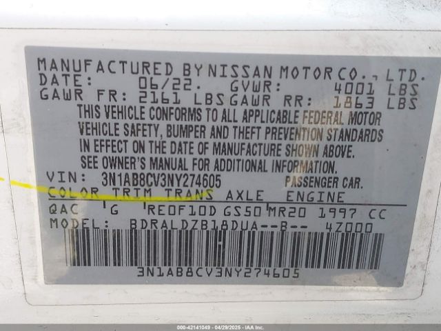 3N1AB8CV3NY274605 Nissan 2022
