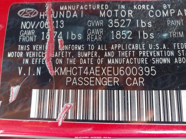KMHCT4AEXEU600395 Hyundai ACCENT GLS