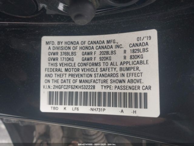 2HGFC2F62KH532228 Honda Civic Lx