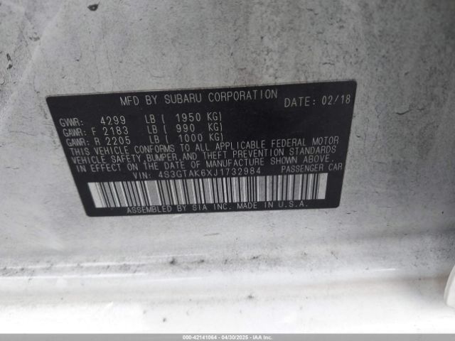 4S3GTAK6XJ1732984 Subaru 2018