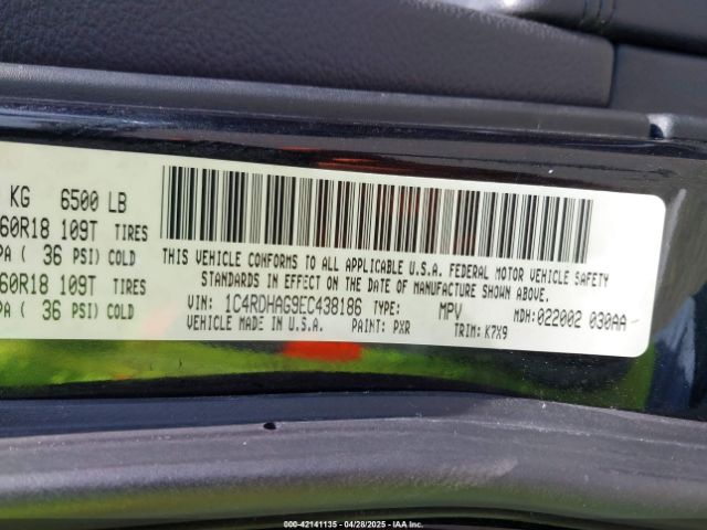 1C4RDHAG9EC438186 Dodge Durango Sxt