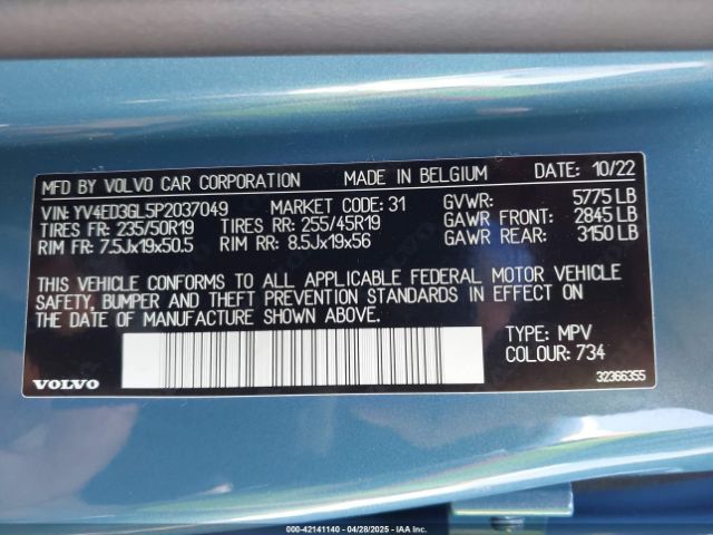 YV4ED3GL5P2037049 Volvo e400v6