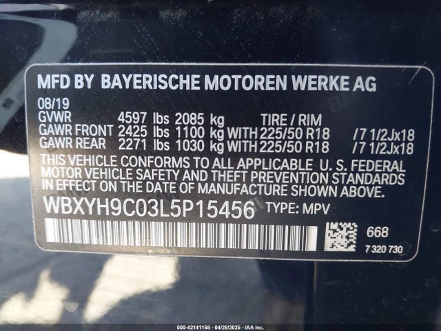 WBXYH9C03L5P15456 BMW X2