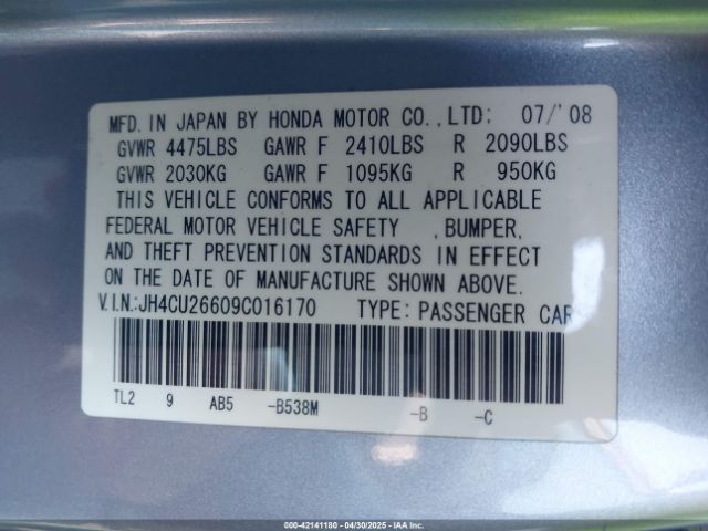 2009 ACURA TSX JH4CU26609C016170 Photo 8