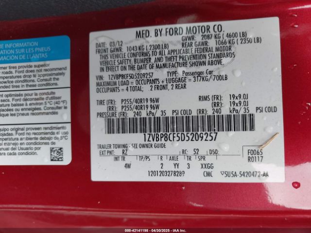 2013 FORD MUSTANG 1ZVBP8CF5D5209257 Photo 8