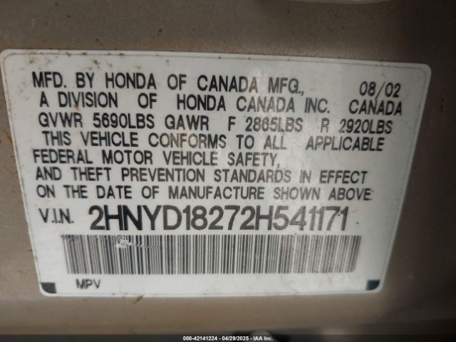 2002 ACURA MDX 2HNYD18272H541171 Photo 8