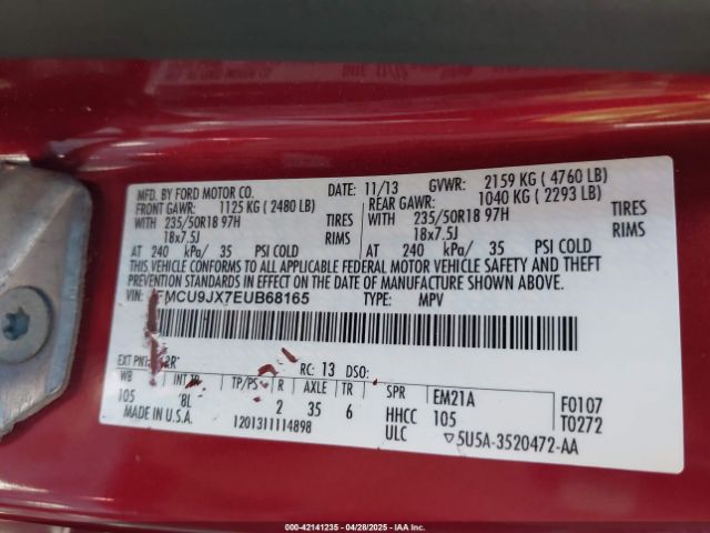 1FMCU9JX7EUB68165 Ford Escape Titanium