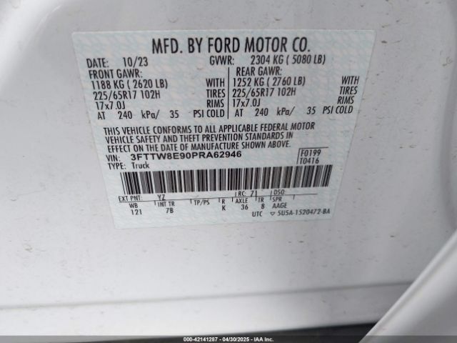 3FTTW8E90PRA62946 Ford Maverick Xlt