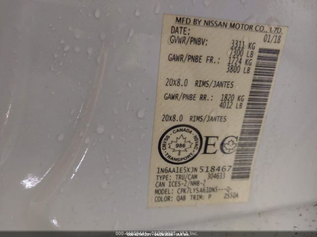 1N6AA1E5XJN518467 Nissan Titan Platinum Reserve/pro-4x/s/sl/sv