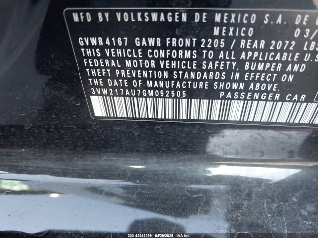 3VW217AU7GM052505 Volkswagen 1.8 tsi