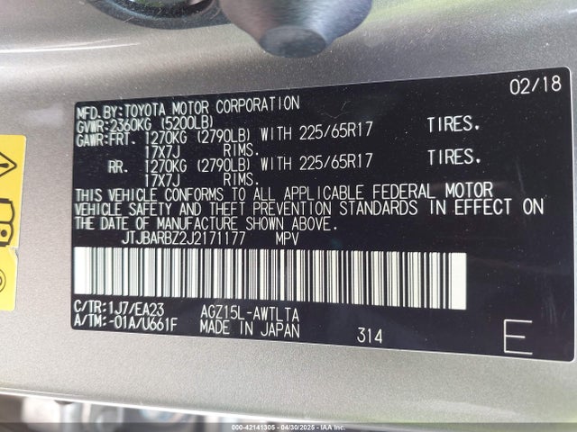 JTJBARBZ2J2171177 Lexus NX 300