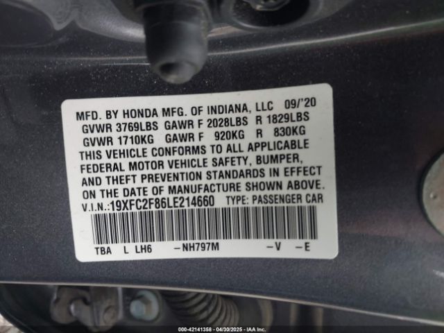 19XFC2F86LE214660 Honda Civic Sport