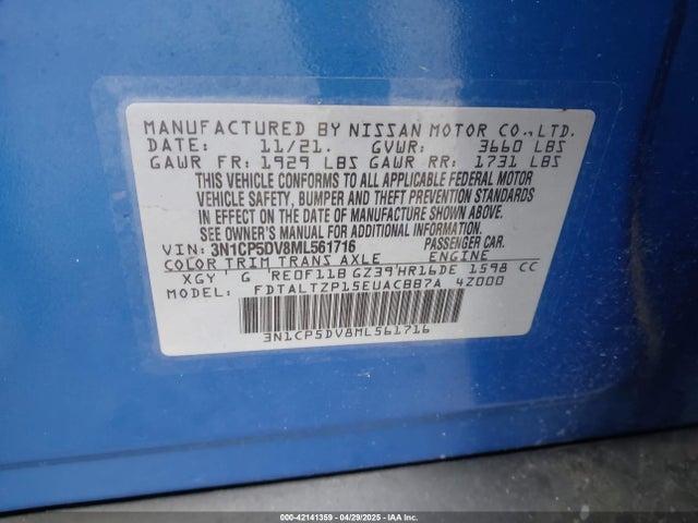 3N1CP5DV8ML561716 Nissan Kicks Sr Xtronic Cvt