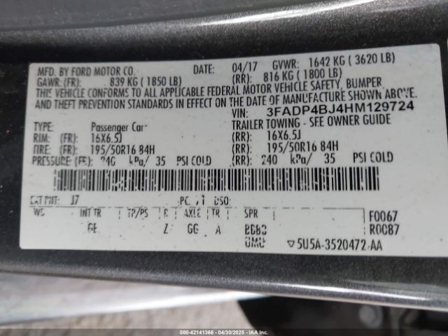 2017 FORD FIESTA 3FADP4BJ4HM129724 Photo 8