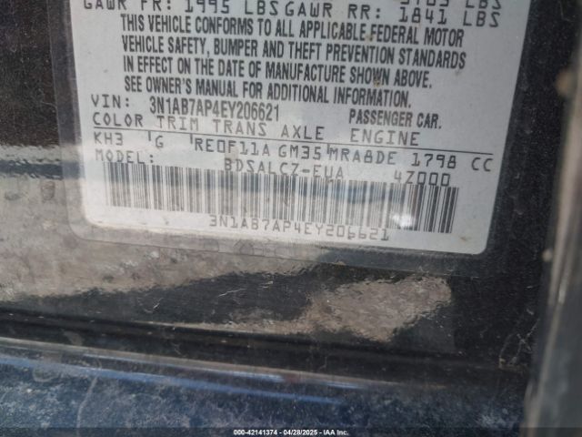3N1AB7AP4EY206621 Nissan SENTRA S