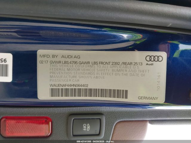 WAUENAF44HN064402 Audi A4 2.0t Premium