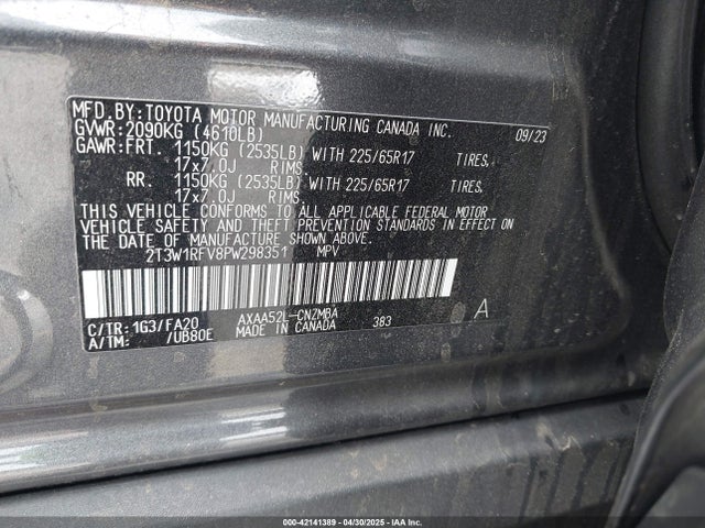 2T3W1RFV8PW298351 Toyota Rav4 Xle