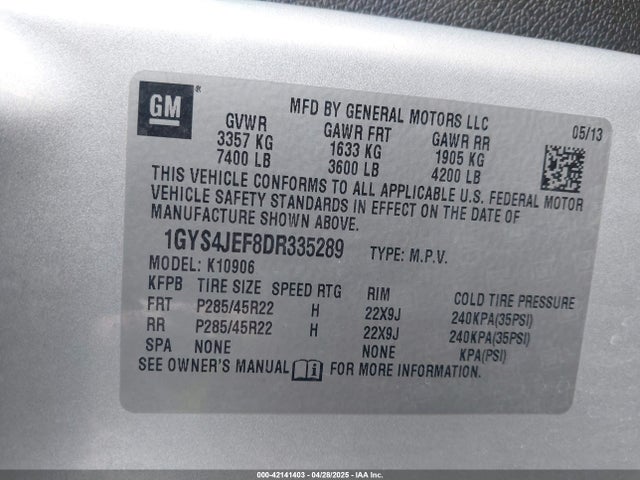 2013 CADILLAC ESCALADE ESV 1GYS4JEF8DR335289 Photo 8