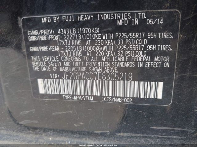 JF2GPACC7E8305219 Subaru Xv Crosstrek 2.0i Premium