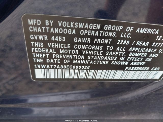1VWAT7A38EC060026 Volkswagen Passat 1.8t S