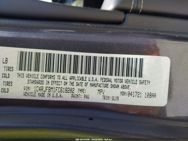 1C4RJFBM1FC618202 Jeep Grand Cherokee Limited