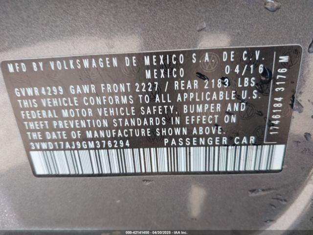 3VWD17AJ9GM376294 Volkswagen Jetta 1.8t Sport