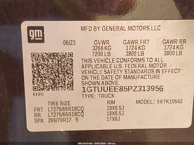 1GTUUEE85PZ313956 GMC lz0
