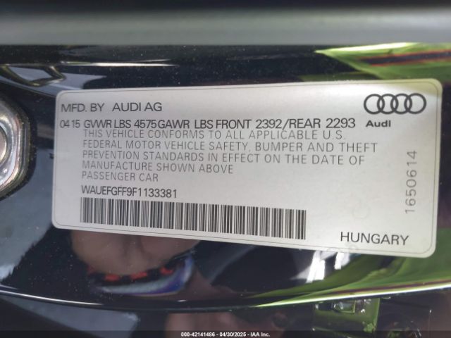 WAUEFGFF9F1133381 Audi A3 2.0t Premium