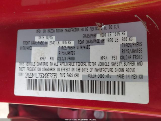 3MZBM1L76GM267238 Mazda Mazda3 I Touring