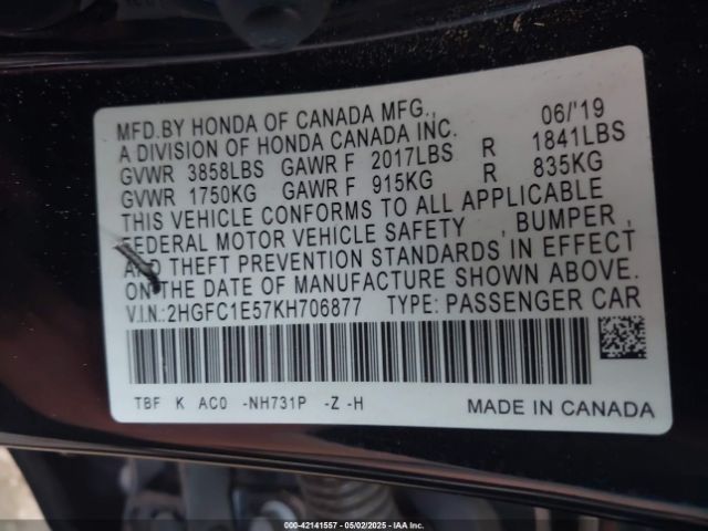 2HGFC1E57KH706877 Honda CIVIC SI