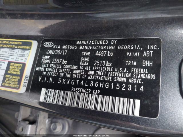 5XXGT4L36HG152314 KIA Optima Lx