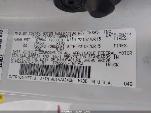 5TFNX4CN7EX041191 Toyota Tacoma