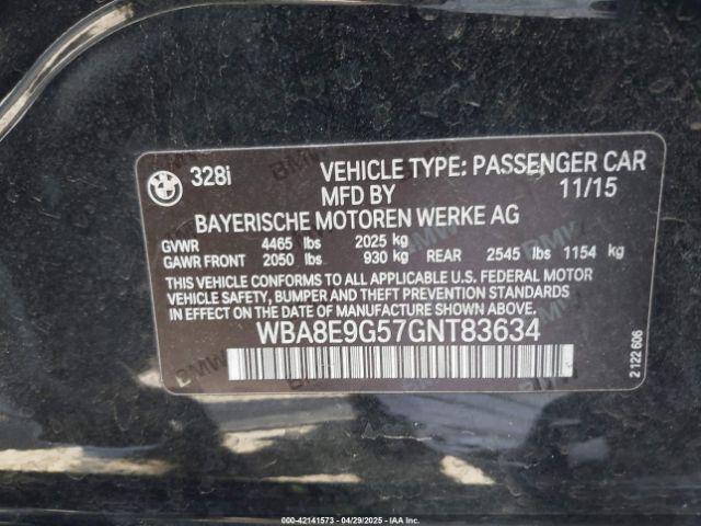 2016 BMW 328I WBA8E9G57GNT83634 Photo 8