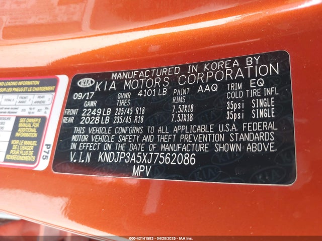 KNDJP3A5XJ7562086 KIA SOUL +