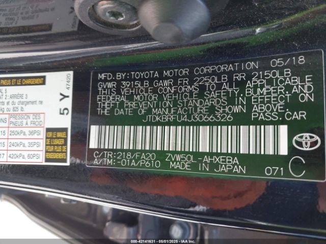 JTDKBRFU4J3066326 Toyota Prius Two