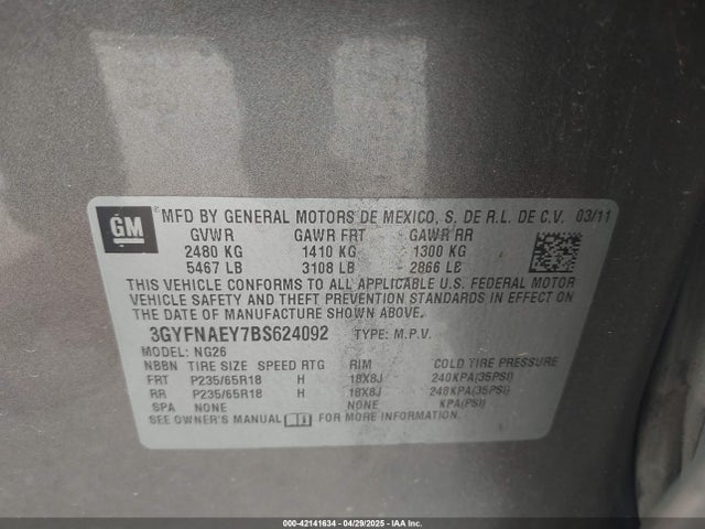 2011 CADILLAC SRX 3GYFNAEY7BS624092 Photo 8