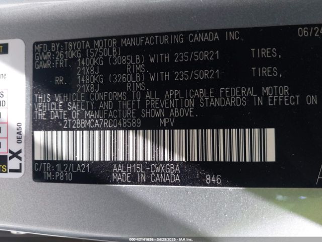 2T2BBMCA7RC048589 Lexus Rx 350h Luxury