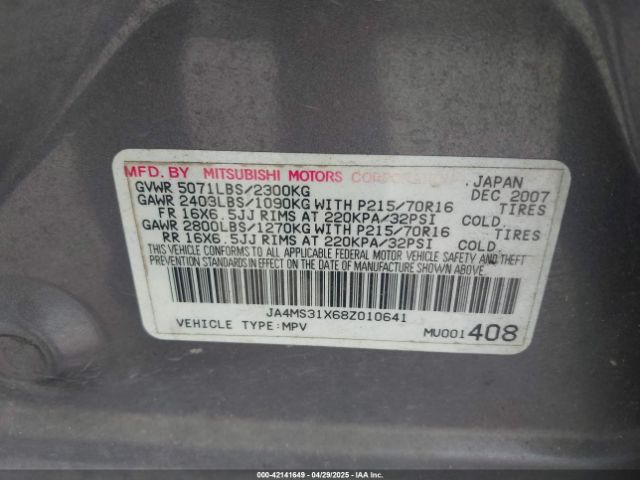 2008 MITSUBISHI OUTLANDER JA4MS31X68Z010641 Photo 8