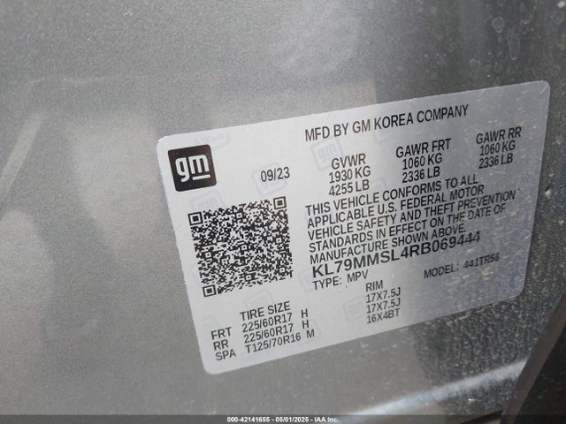 Aukcja sprzedaży 2024 Chevrolet Trailblazer Fwd Ls, vin: KL79MMSL4RB069444, numer aukcji: 42141655