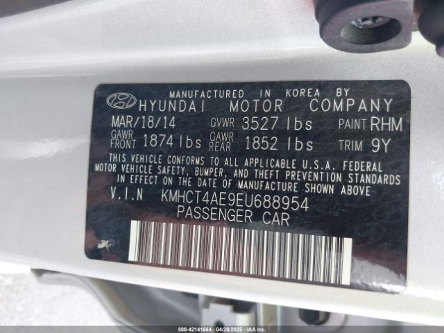 KMHCT4AE9EU688954 Hyundai ACCENT GLS