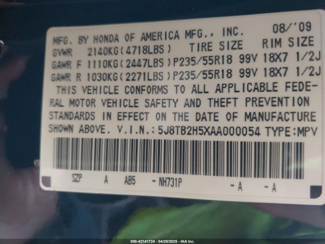 2010 ACURA RDX 5J8TB2H5XAA000054 Photo 8