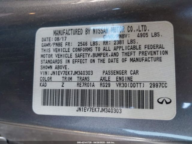 JN1EV7EK7JM340303 Infiniti Q60 3.0t Sport